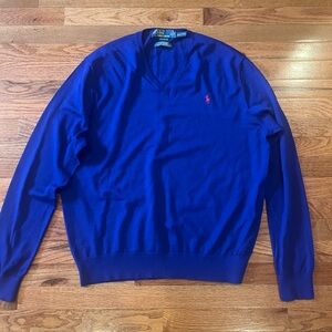 Ralph Lauren Men's V-Neck Sweater in Royal Blue